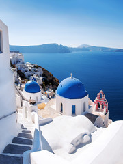Wandcirkels Santorini Grieks-orthodoxe kerk in Oia  © olgaarkhipenko