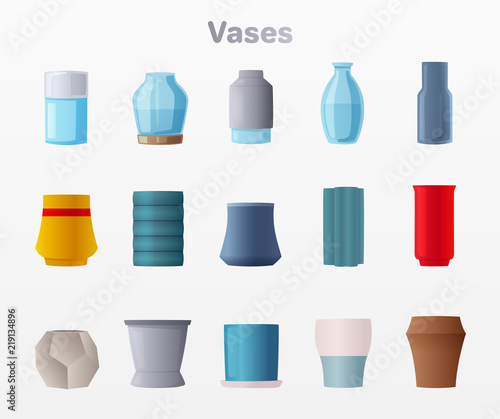 Set of vases. Cartoon vector illustration