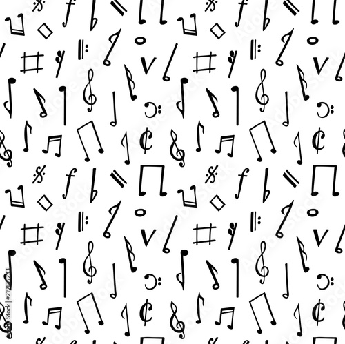 Fototapet Seamless vector pattern with music notes