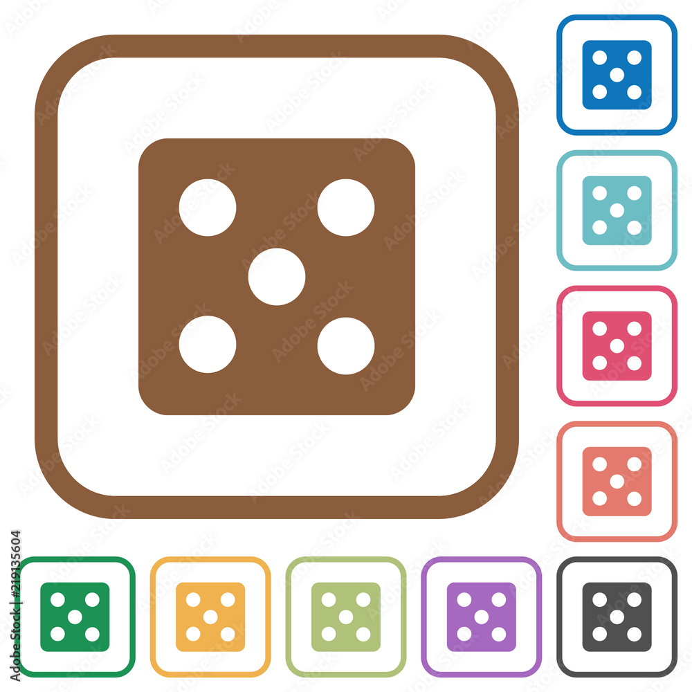 Dice five simple icons Dice five simple icons