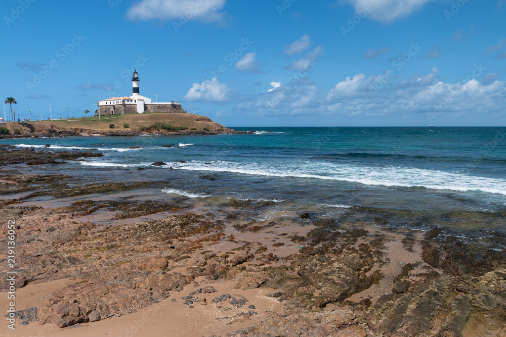 Barra Lighthouse postcard of the city of Salvador Bahia Brazil Barra Lighthouse postcard of the city of Salvador Bahia Brazil
