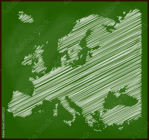 europe map chalk on blackboard vector school background design