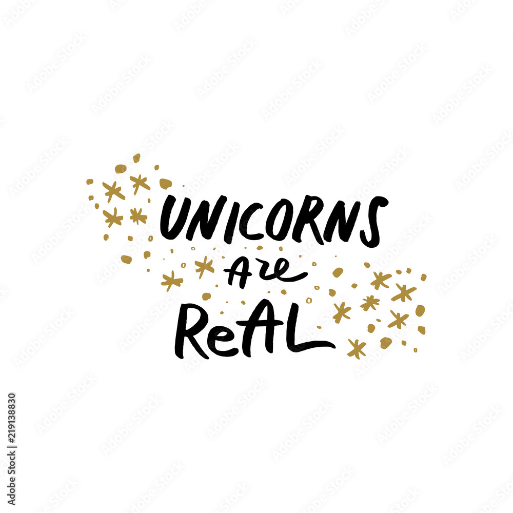 Unicorn lettering text print for postcard and poster, dreams Unicorn lettering text print for postcard and poster, dreams