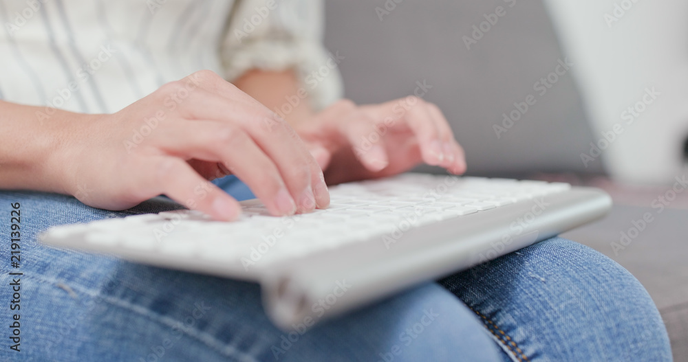 Fototapeta premium Woman typing on laptop computer