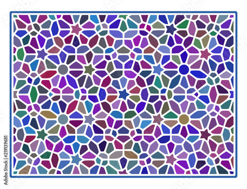 Penrose-type pattern with aperiodic color fill. Vector illustration.