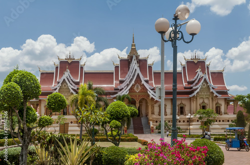 The beautiful Buddhist complex of Pha That Luang in Vientiane  Laos