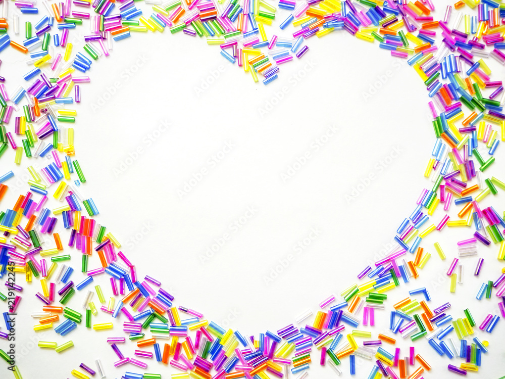 Colorful beads are heart blank shape graphic template or frame. Colorful beads are heart blank shape graphic template or frame.