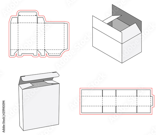 Simple box packaging die cut out template design. 3d mock-up. Template of a simple Box. Cut out of Paper or cardboard Box. Box with Die-cut