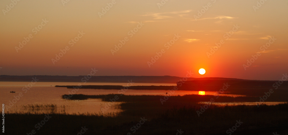 Sunset on the lake Kandrykul, Bashkortostan
