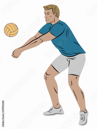 illustration of a volleyball player , vector draw