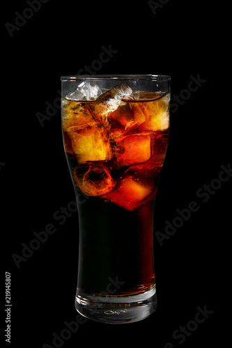 Wallpaper Mural One-color, red, brown, transparent cocktail with ice cubes. Isolated black background. Side view. Drink in a glass glass for the menu restaurant, bar, cafe Torontodigital.ca