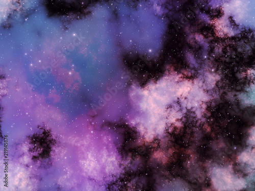 Fototapeta Naklejka Na Ścianę i Meble -  Pink nebula with stars, space illustration background