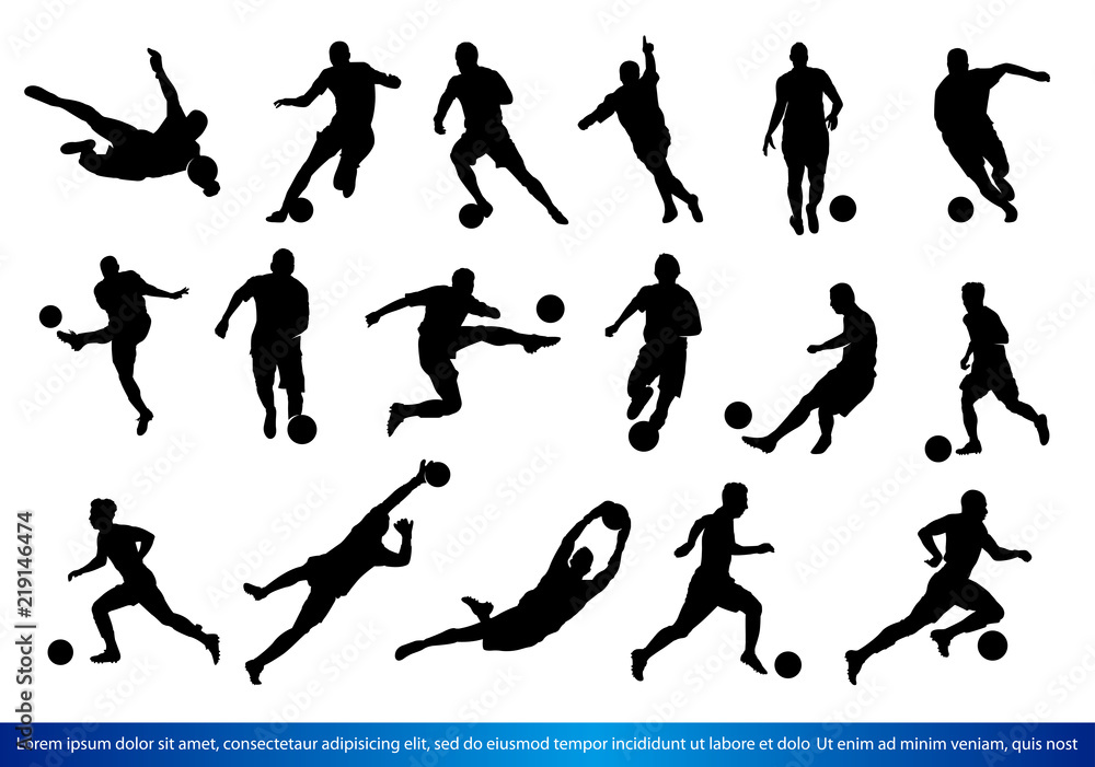 Fototapeta premium A set of Soccer players Silhouettes
