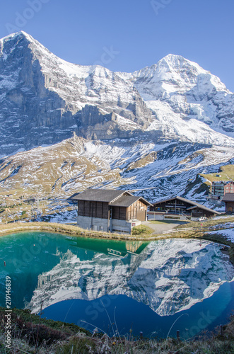 Lake in Jungfrau  reflected in water mountain  Switzerland  beautiful landscape  1