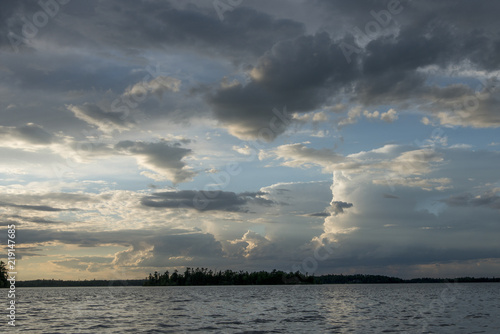 Clouds over a lake  Lake of The Woods  Ontario  Canada