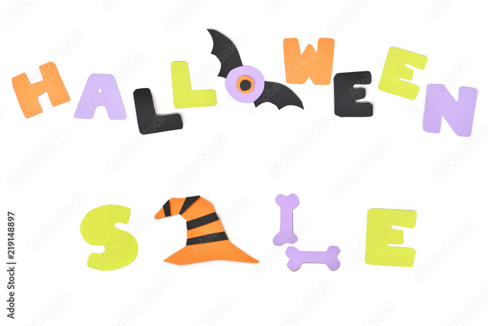 Halloween sale text on white background - isolated