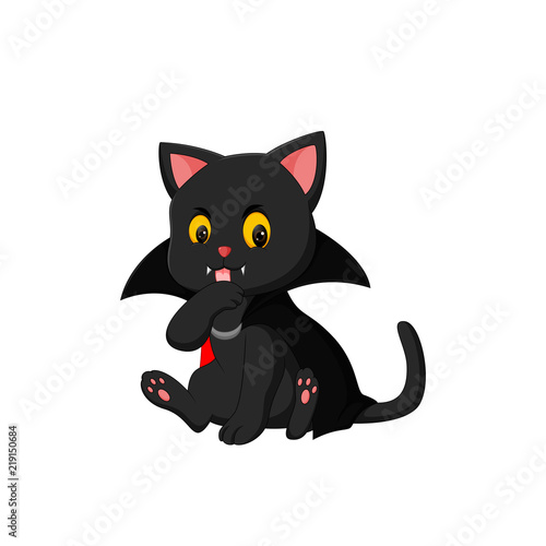 Illustration of Halloween kitten cartoon