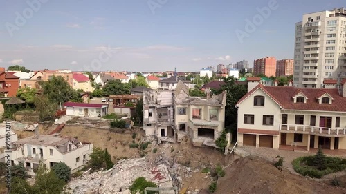 Aerial view of the consequences of the landslide in Chernomorsk, Ukraine

