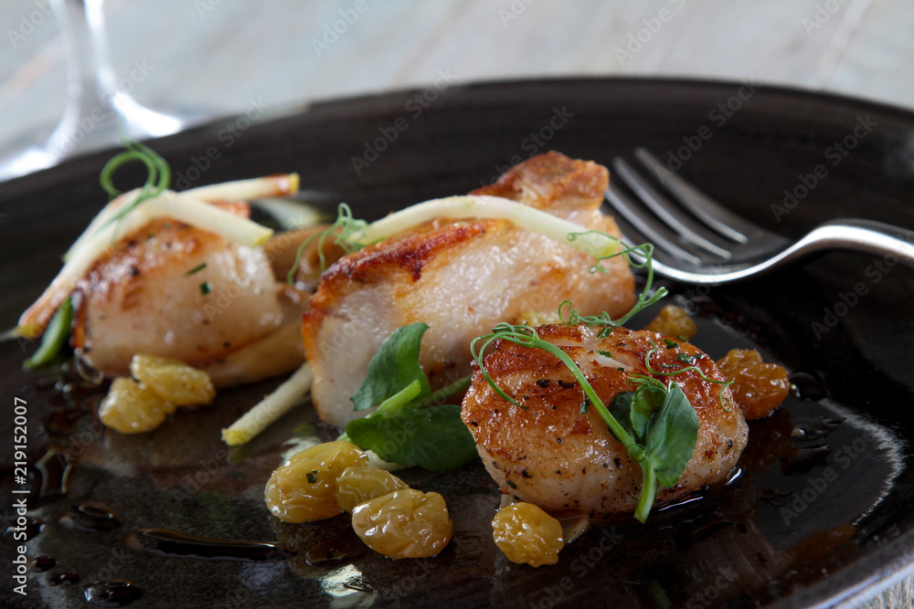 scallop and belly port appetizer scallop and belly port appetizer