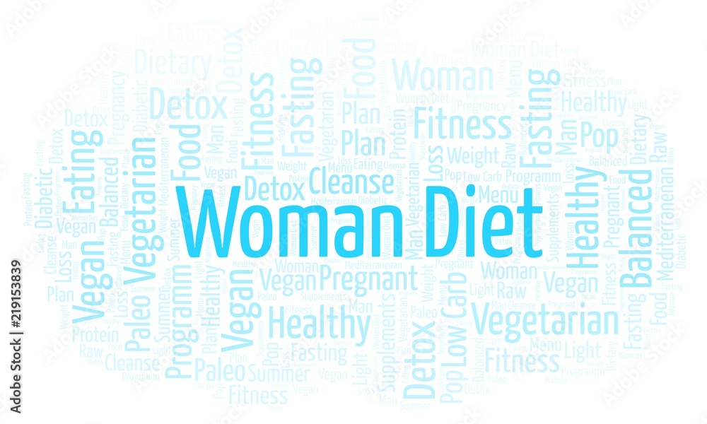 Word cloud with text Woman Diet on a white background. Word cloud with text Woman Diet on a white background.