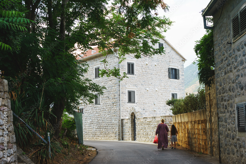Old stone buildings on narrow streets of medieval towns. Old stone buildings on narrow streets of medieval towns.