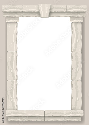 Arch in the wall of beige cut stone