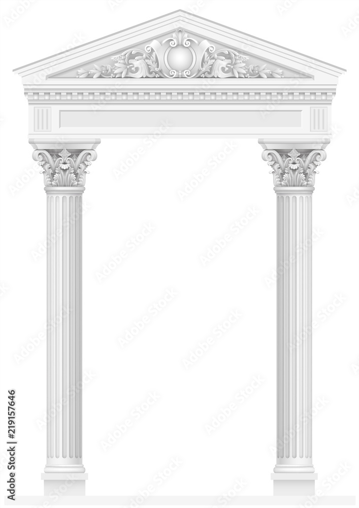 Obraz premium Antique white colonnade with old Ionic columns
