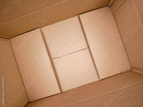 texture background brown paper box , Empty open rectangular cardboard box © Nattapol_Sritongcom