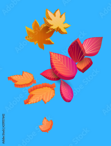 Autumn background with beautiful 3d leaves.