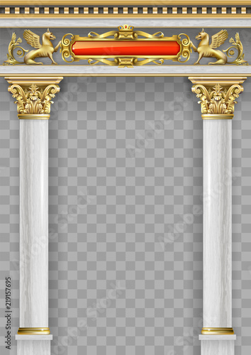 Golden luxury classic arch portal with columns