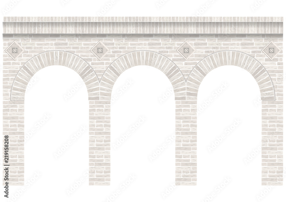 Fototapeta premium Vintage arcade of the masonry. Wall and facade