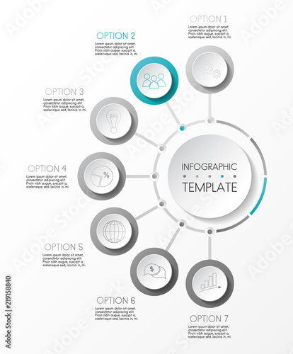 Gray infographic with business icons. Vector.