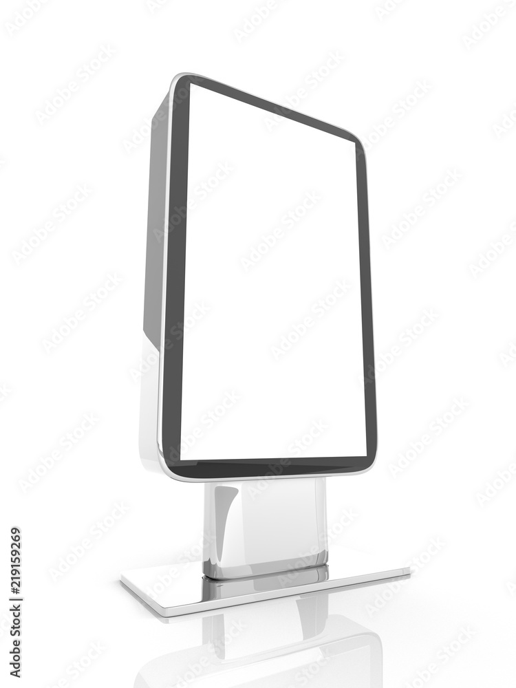 Outdoor Advertising Stand Display (empty banner lightbox) - mockup template isolated on white. 3D rendering Outdoor Advertising Stand Display (empty banner lightbox) - mockup template isolated on white. 3D rendering
