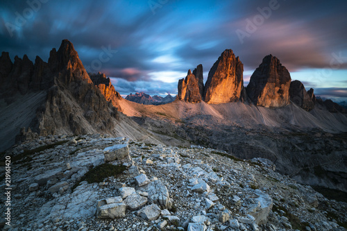 Принти на полотні Monte Paterno and Tre Cime di Lavaredo  - Dolomites Mountains Italy