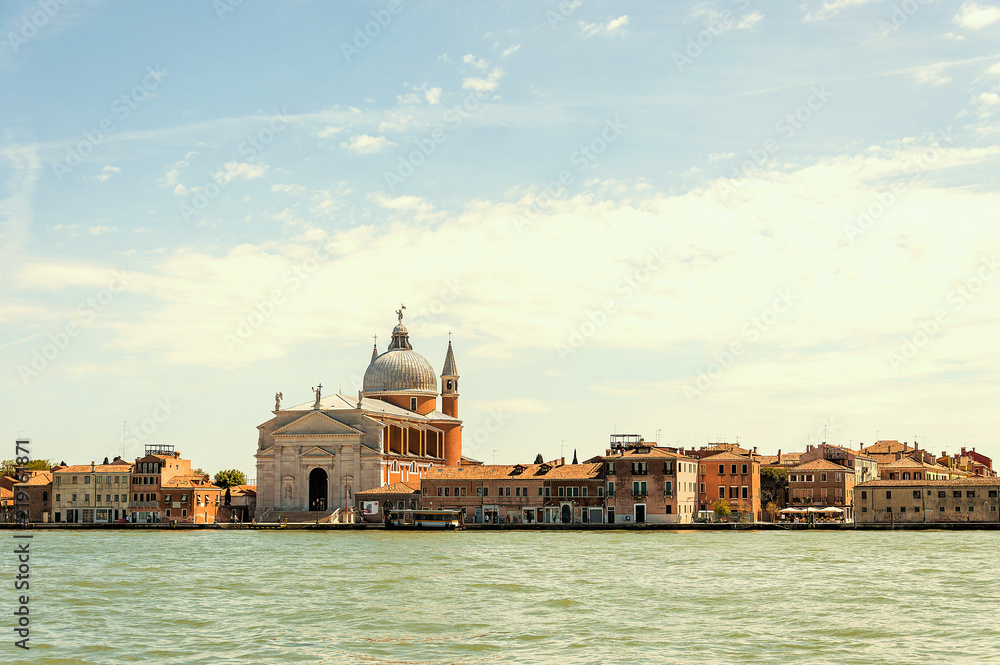 Panoramic view of Venice from the sea during the day
