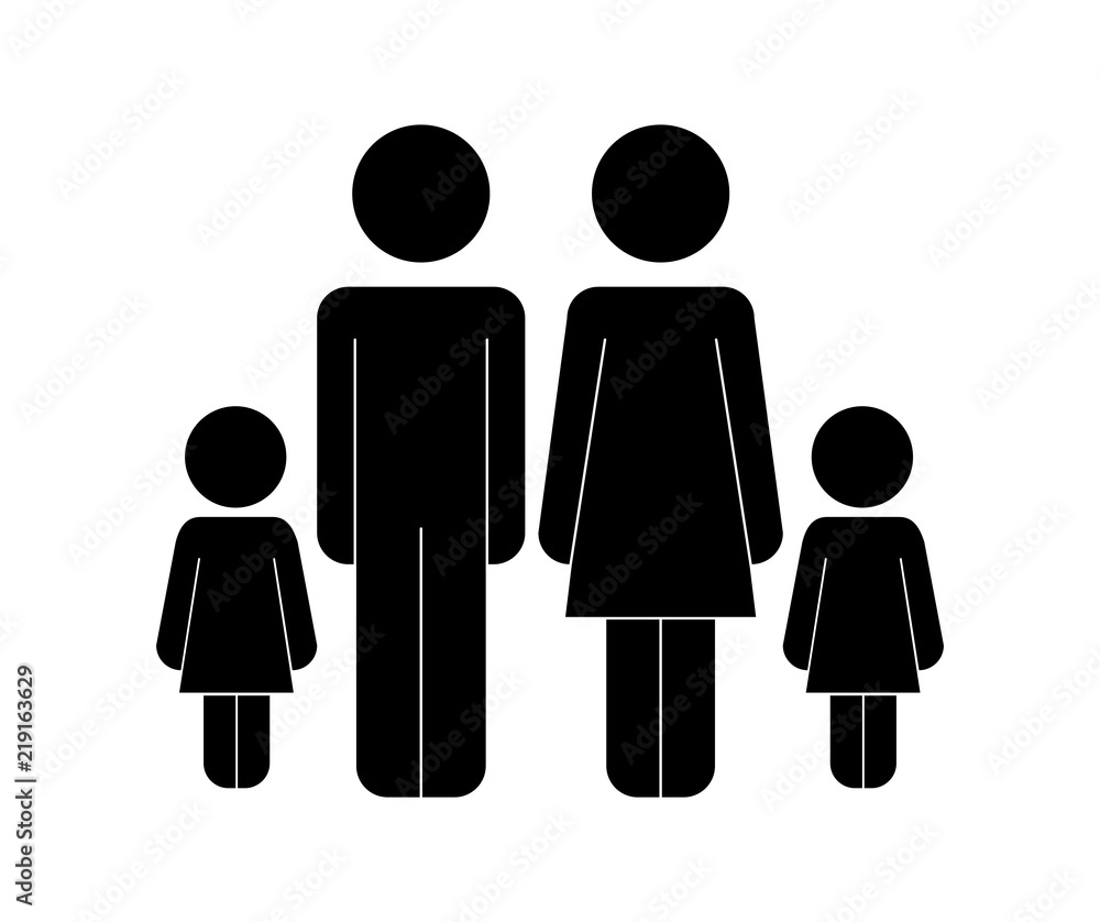 parents couple with daughters vector illustration design parents couple with daughters vector illustration design