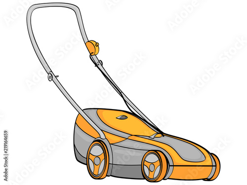 isolated object on white background. Electro machine, lawn mower. We remove the grass. vector