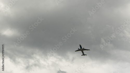 A plane taking off near the airport.