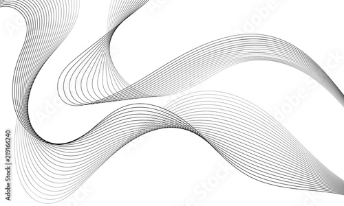 Abstract wave element for design. Digital frequency track equalizer. Stylized line art background. Vector illustration. Wave with lines created using blend tool. Curved wavy line, smooth stripe.