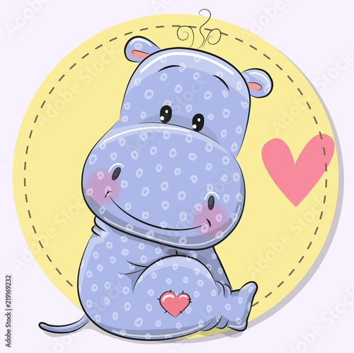 Greeting Card with cute Hippo