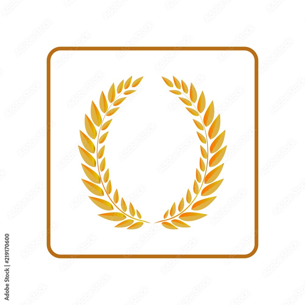 Gold laurel wreath in square. Modern symbol of victory and award  achievement champion. Leaf ceremony awarding of winner tournament Template  for badge, tag, etc. Design element. Vector illustration. Stock Vector |  Adobe