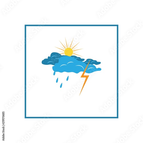 Shower icon.Weater sign. Meteorology symbol thunderstormy. Isolated icon bad weather. Design element. Monochrome symbol of gale. Template for weather forecast, card, etc. Vector illustration.
