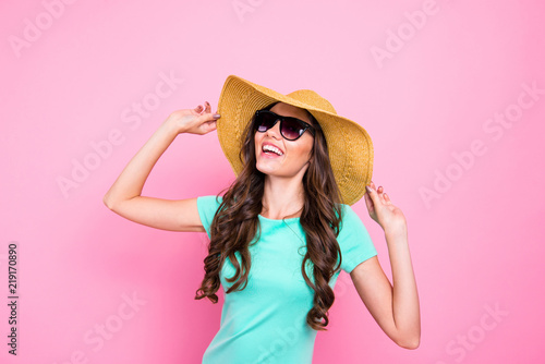 Картината върху платно Adorable attractive nice charming curly-haired brunette young sm