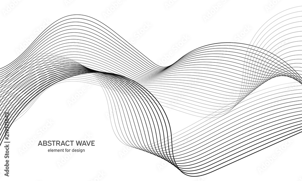 Abstract wave element for design. Digital frequency track equalizer. Stylized line art background. Vector illustration. Wave with lines created using blend tool. Curved wavy line, smooth stripe. Abstract wave element for design. Digital frequency track equalizer. Stylized line art background. Vector illustration. Wave with lines created using blend tool. Curved wavy line, smooth stripe.