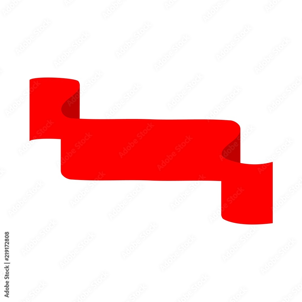 Red ribbon. Emblem modern symbol of award. Blank sticker labeling. Elegant form of the logo for sale. Colorful template for badge, tag, wrapping, etc. Design element. Vector illustration. Red ribbon. Emblem modern symbol of award. Blank sticker labeling. Elegant form of the logo for sale. Colorful template for badge, tag, wrapping, etc. Design element. Vector illustration.