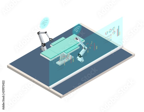 Isometric low poly medocal digital robotic future concept 3d
