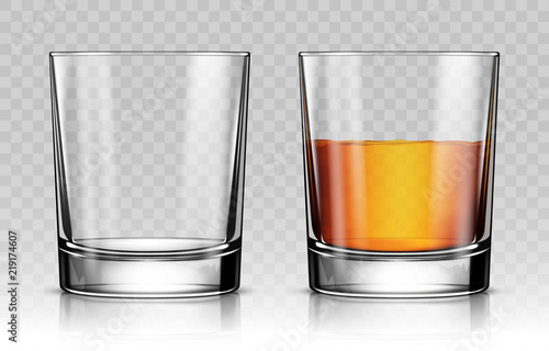 Empty and full whiskey glass