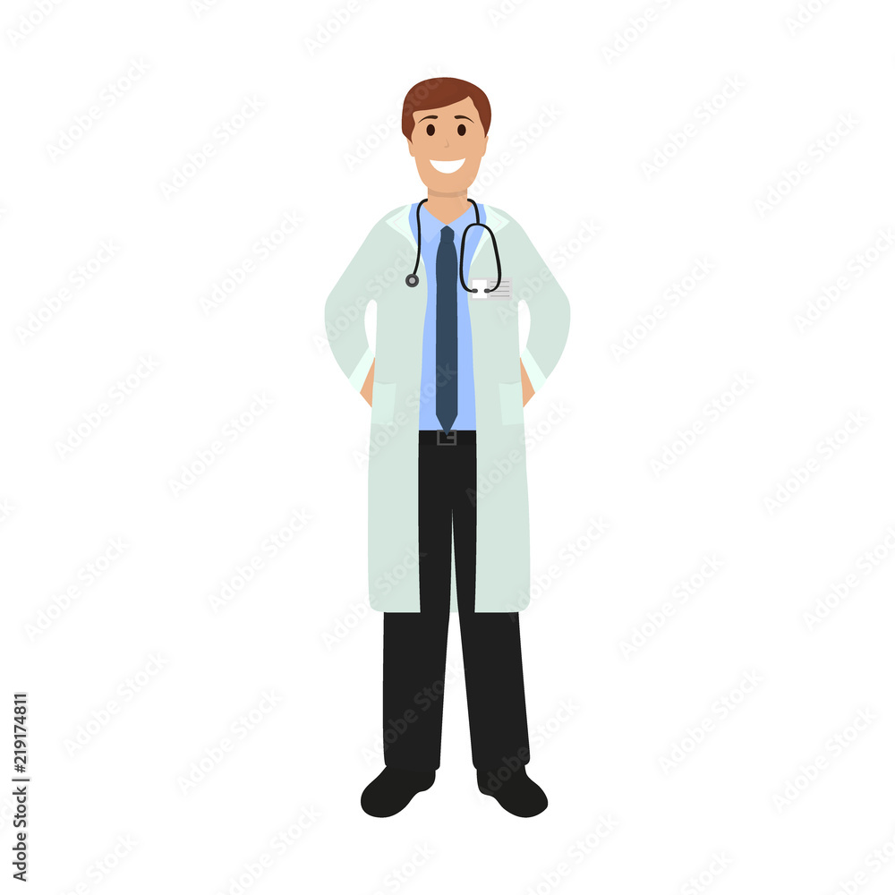 Doctor man in Hospital, flat design Doctor man in Hospital, flat design