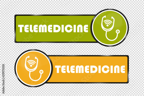 Telemedicine Buttons Square And Circle - Vector Illustration - Isolated On Transparent Background