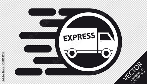 Speed Transporter Flat Icon - Very Fast Delivery Express Concept - Vector Illustration - Isolated On Transparent Background
